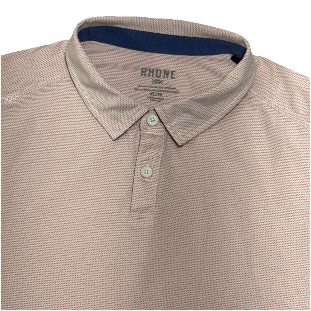 Rhone Polo Shirt Mens XL Commuter Pink Geometric Performance Golf Athletic LOOK